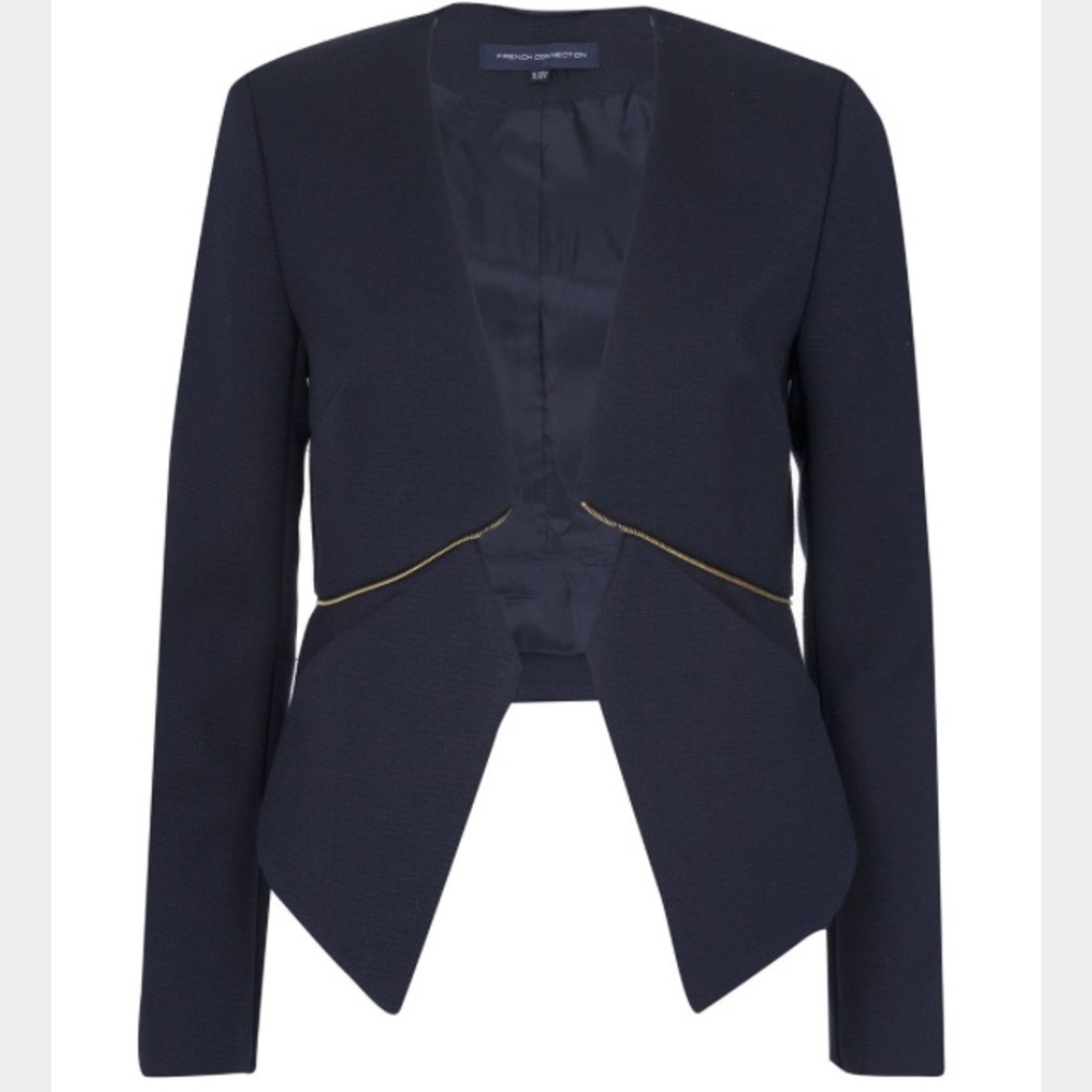 NWT French Connection navy zipper detail blazer - Picture 2 of 4